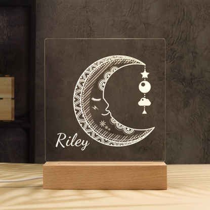 Picture of Sleeping Moon Night Light | Personalized It With Your Kid's Name | Best Gifts Idea for Birthday, Thanksgiving, Christmas etc.