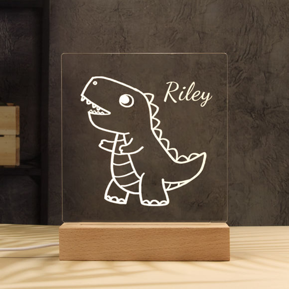 Picture of Cute Dinosaur Night Light | Personalized It With Your Kid's Name | Best Gifts Idea for Birthday, Thanksgiving, Christmas etc.