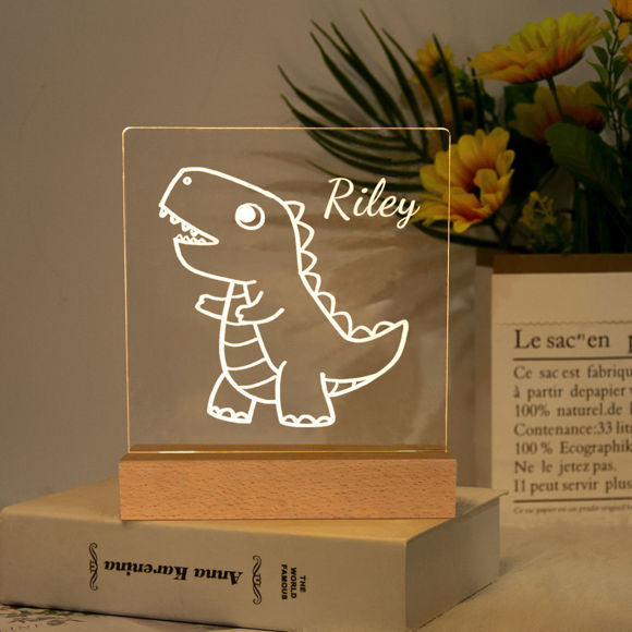 Picture of Cute Dinosaur Night Light | Personalized It With Your Kid's Name | Best Gifts Idea for Birthday, Thanksgiving, Christmas etc.