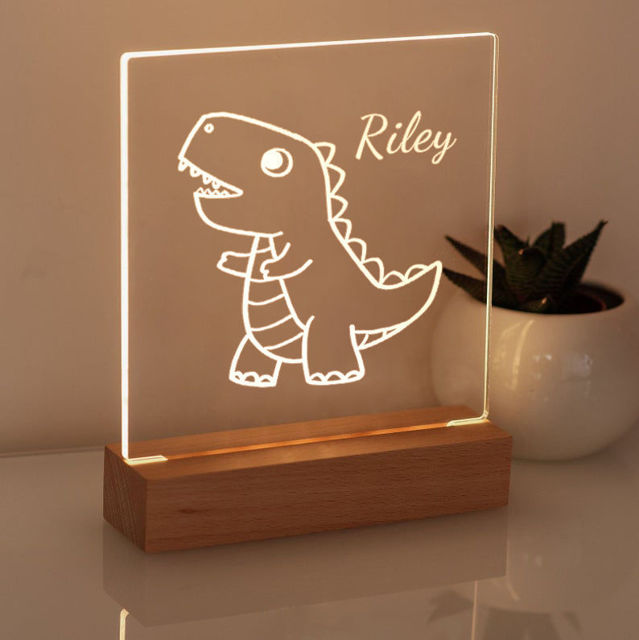 Picture of Cute Dinosaur Night Light | Personalized It With Your Kid's Name | Best Gifts Idea for Birthday, Thanksgiving, Christmas etc.