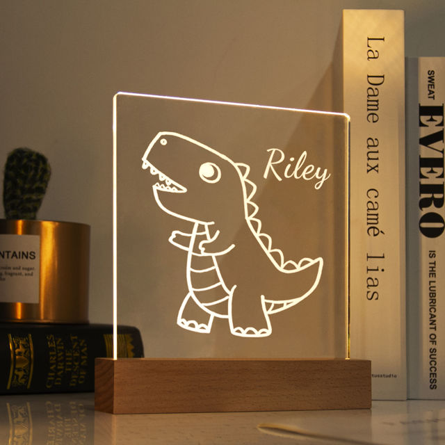 Picture of Cute Dinosaur Night Light | Personalized It With Your Kid's Name | Best Gifts Idea for Birthday, Thanksgiving, Christmas etc.