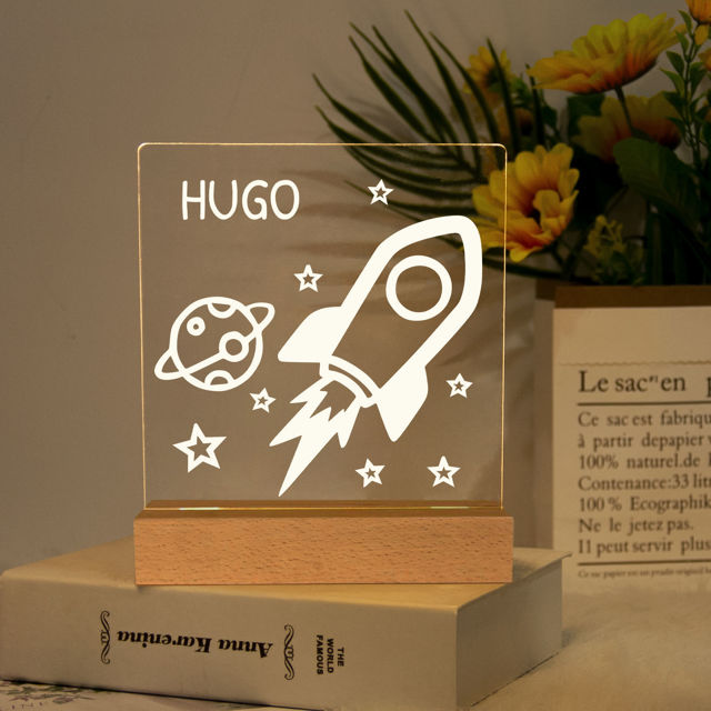 Picture of Rocket Night Light | Personalized It With Your Kid's Name | Best Gifts Idea for Birthday, Thanksgiving, Christmas etc.