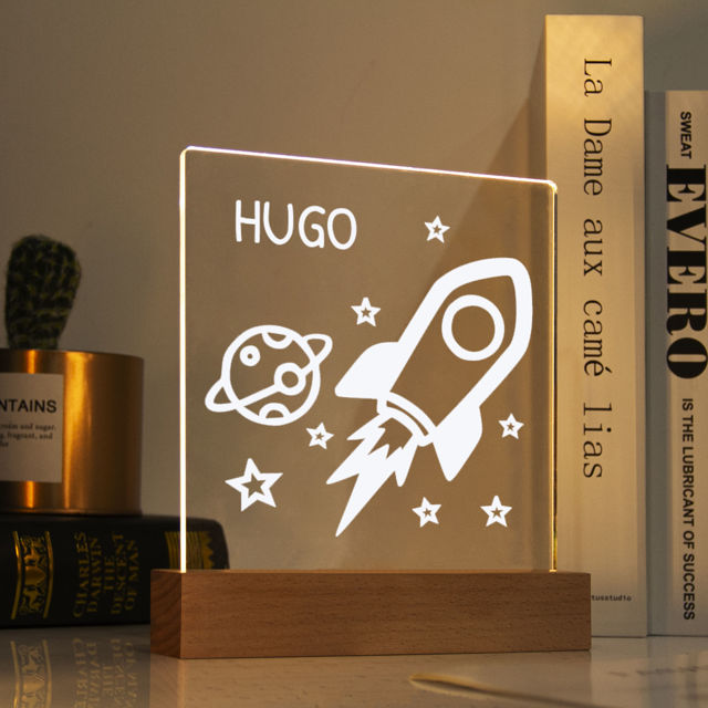 Picture of Rocket Night Light | Personalized It With Your Kid's Name | Best Gifts Idea for Birthday, Thanksgiving, Christmas etc.