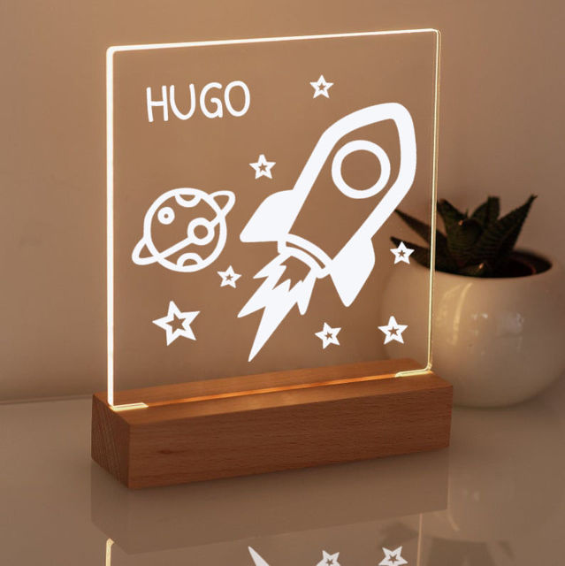 Picture of Rocket Night Light | Personalized It With Your Kid's Name | Best Gifts Idea for Birthday, Thanksgiving, Christmas etc.