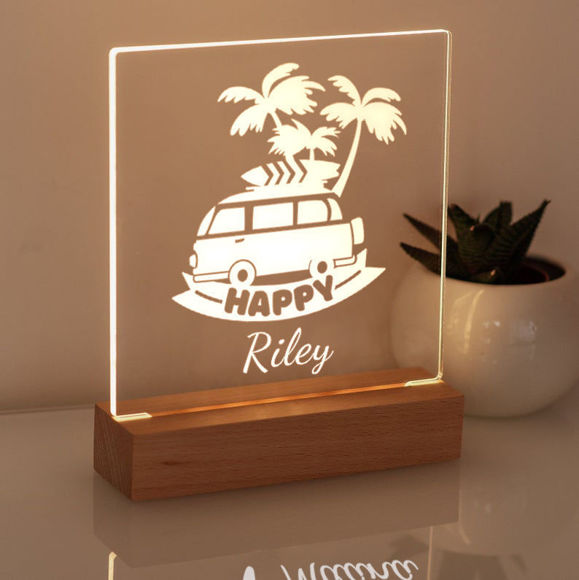 Picture of Beach Bus Night Light | Personalized It With Your Kid's Name | Best Gifts Idea for Birthday, Thanksgiving, Christmas etc.