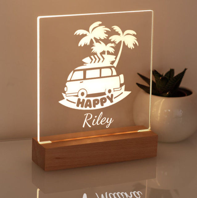 Picture of Beach Bus Night Light | Personalized It With Your Kid's Name | Best Gifts Idea for Birthday, Thanksgiving, Christmas etc.