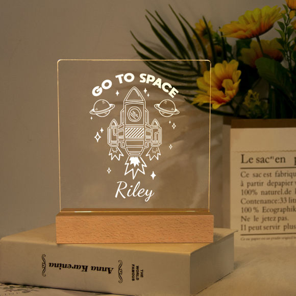 Picture of GO TO SPACE Rocket Night Light | Personalized It With Your Kid's Name | Best Gifts Idea for Birthday, Thanksgiving, Christmas etc.