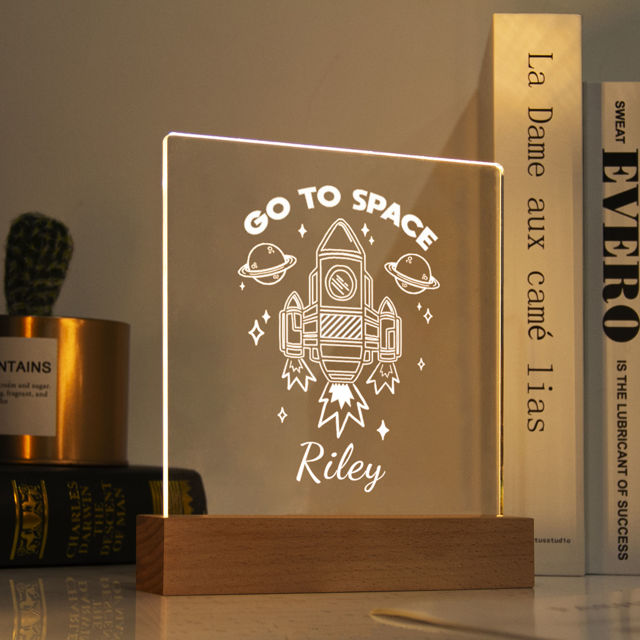 Picture of GO TO SPACE Rocket Night Light | Personalized It With Your Kid's Name | Best Gifts Idea for Birthday, Thanksgiving, Christmas etc.