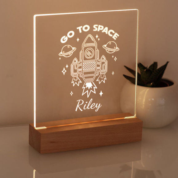 Picture of GO TO SPACE Rocket Night Light | Personalized It With Your Kid's Name | Best Gifts Idea for Birthday, Thanksgiving, Christmas etc.