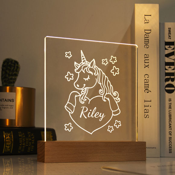 Picture of Heart Unicorn Night Light | Personalized It With Your Kid's Name | Best Gifts Idea for Birthday, Thanksgiving, Christmas etc.