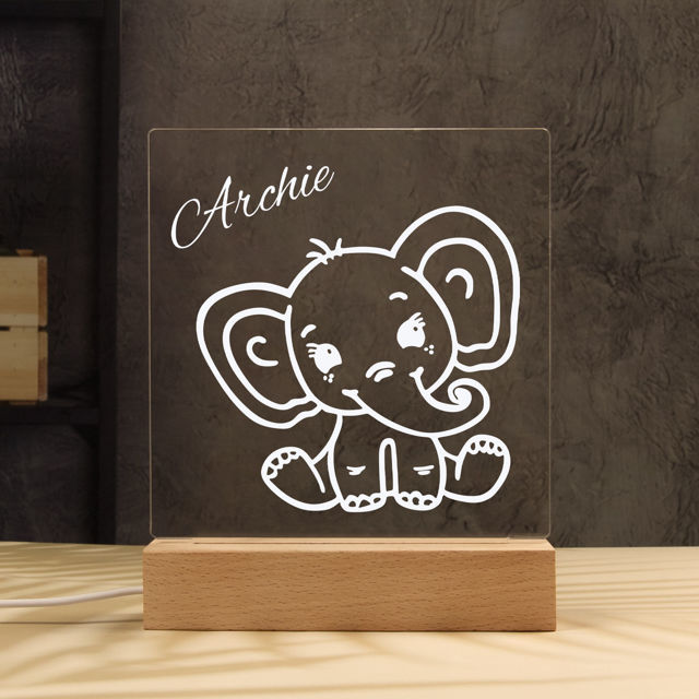 Picture of Elephant Night Light | Personalized It With Your Kid's Name | Best Gifts Idea for Birthday, Thanksgiving, Christmas etc.