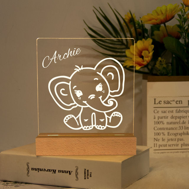 Picture of Elephant Night Light | Personalized It With Your Kid's Name | Best Gifts Idea for Birthday, Thanksgiving, Christmas etc.