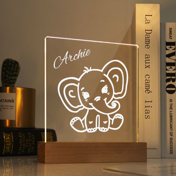 Picture of Elephant Night Light | Personalized It With Your Kid's Name | Best Gifts Idea for Birthday, Thanksgiving, Christmas etc.