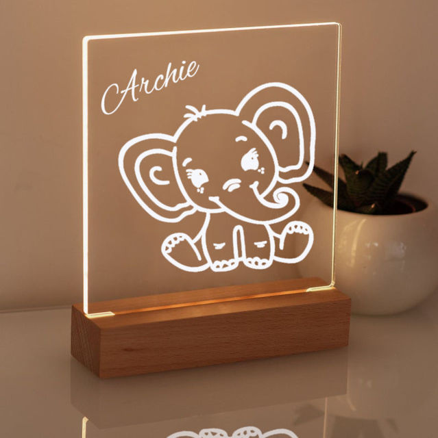 Picture of Elephant Night Light | Personalized It With Your Kid's Name | Best Gifts Idea for Birthday, Thanksgiving, Christmas etc.