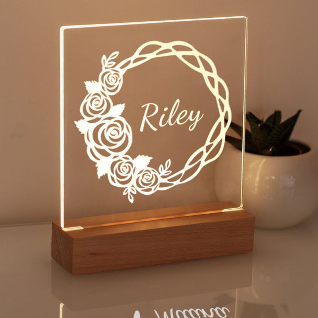 Picture of Wreath Night Light | Personalized It With Your Kid's Name | Best Gifts Idea for Birthday, Thanksgiving, Christmas etc.