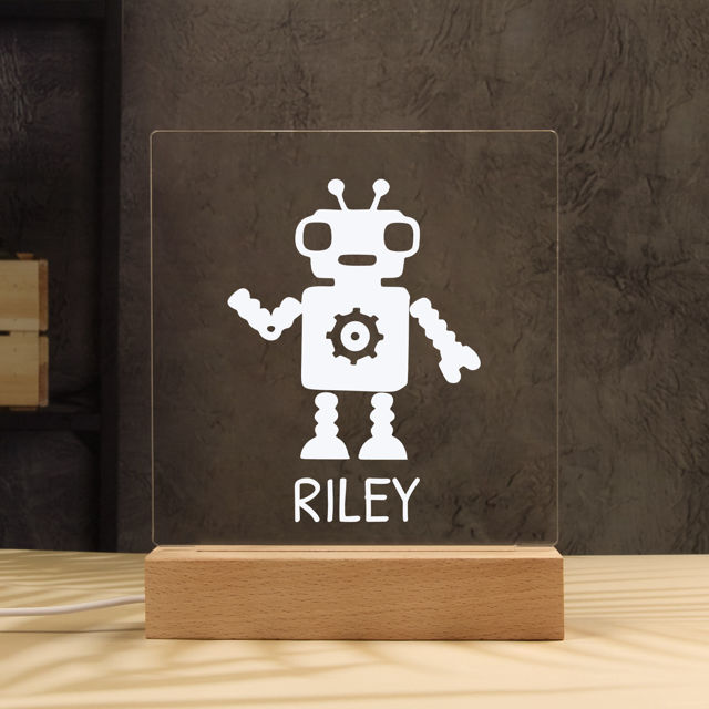 Picture of Robot Night Light | Personalized It With Your Kid's Name | Best Gifts Idea for Birthday, Thanksgiving, Christmas etc.