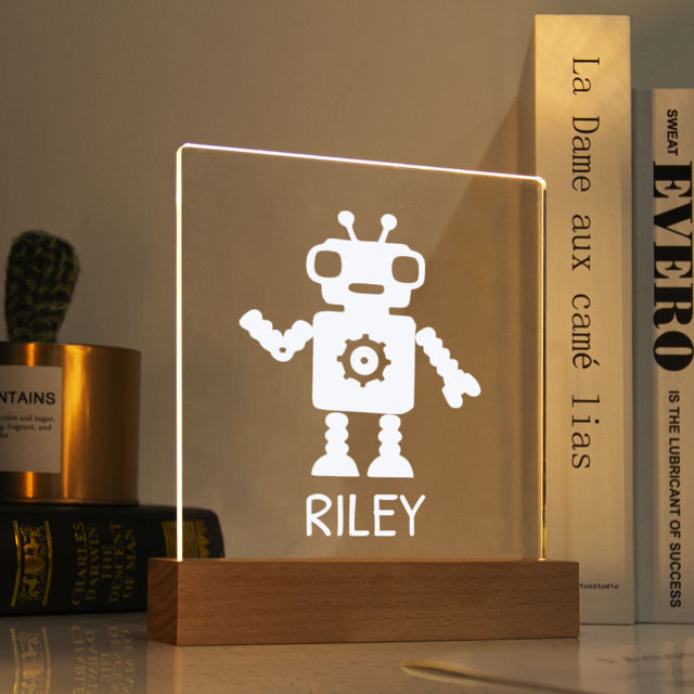 Picture of Robot Night Light | Personalized It With Your Kid's Name | Best Gifts Idea for Birthday, Thanksgiving, Christmas etc.