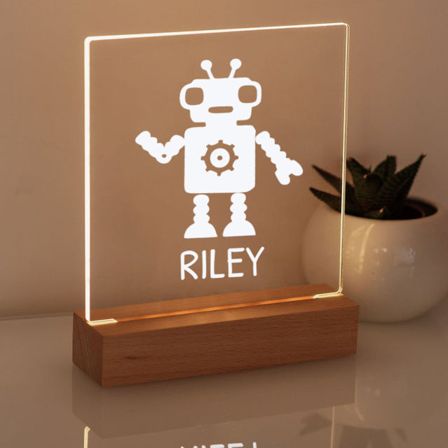 Picture of Robot Night Light | Personalized It With Your Kid's Name | Best Gifts Idea for Birthday, Thanksgiving, Christmas etc.