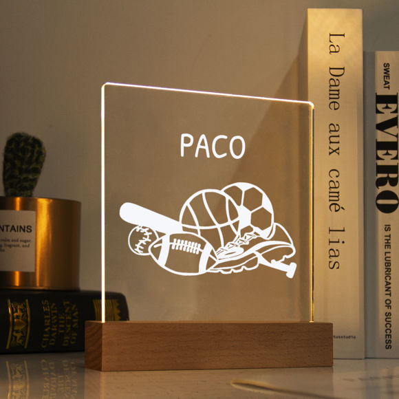 Picture of Sports Night Light | Personalized It With Your Kid's Name | Best Gifts Idea for Birthday, Thanksgiving, Christmas etc.