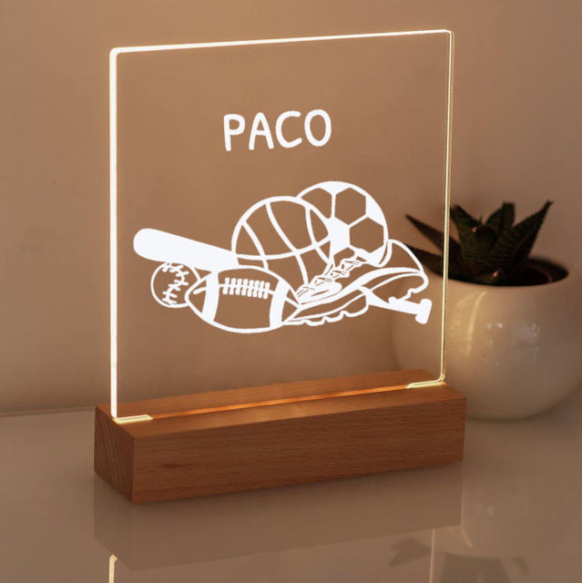 Picture of Sports Night Light | Personalized It With Your Kid's Name | Best Gifts Idea for Birthday, Thanksgiving, Christmas etc.