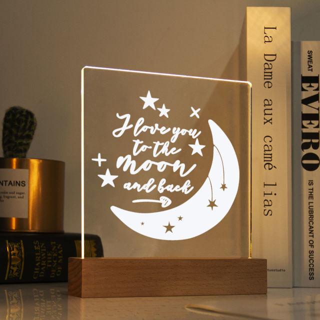 Picture of Love You To The Moon and Back Night Light | Best Gifts Idea for Birthday, Thanksgiving, Christmas etc.