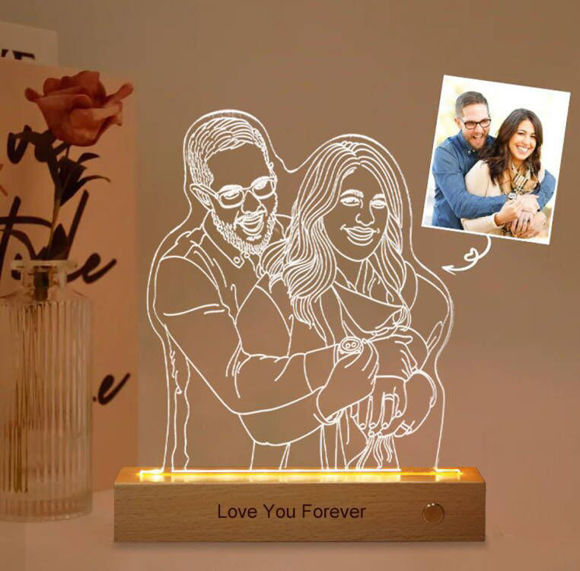 Picture of Custom Wooden Base 3D Night Lamp With Personalized Photo | Best Gifts Idea for Birthday, Thanksgiving, Christmas etc.