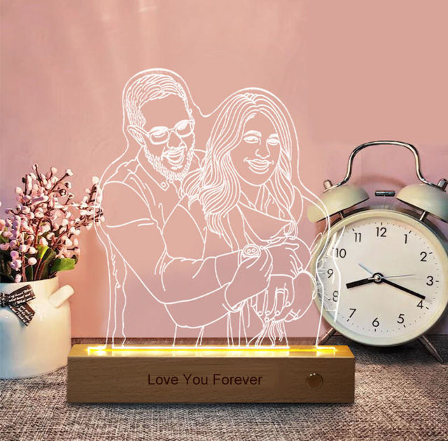 Picture of Custom Wooden Base 3D Night Lamp With Personalized Photo | Best Gifts Idea for Birthday, Thanksgiving, Christmas etc.