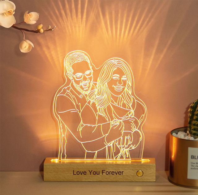 Picture of Custom Wooden Base 3D Night Lamp With Personalized Photo | Best Gifts Idea for Birthday, Thanksgiving, Christmas etc.