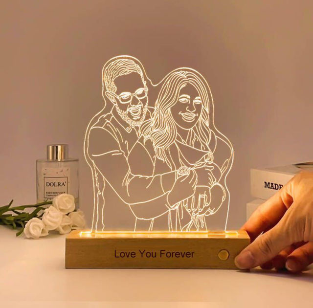 Picture of Custom Wooden Base 3D Night Lamp With Personalized Photo | Best Gifts Idea for Birthday, Thanksgiving, Christmas etc.