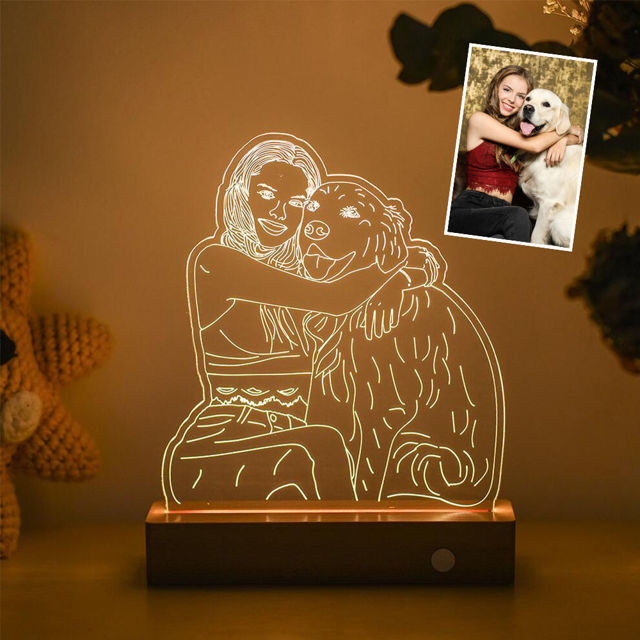 Picture of Custom Wooden Base 3D Night Lamp With Personalized Photo | Best Gifts Idea for Birthday, Thanksgiving, Christmas etc.