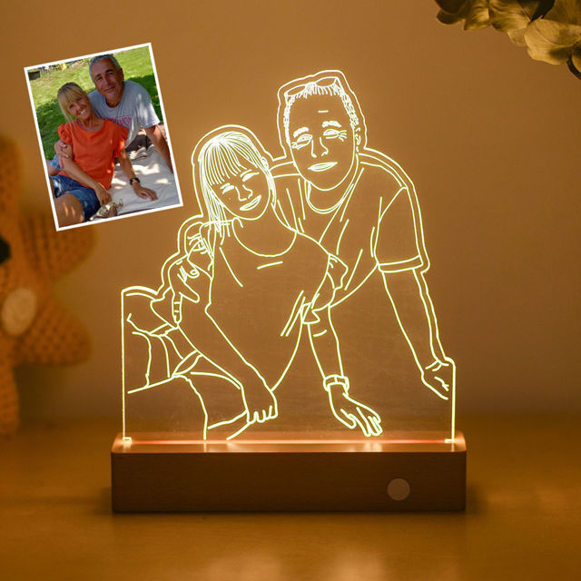 Picture of Custom Wooden Base 3D Night Lamp With Personalized Photo | Best Gifts Idea for Birthday, Thanksgiving, Christmas etc.