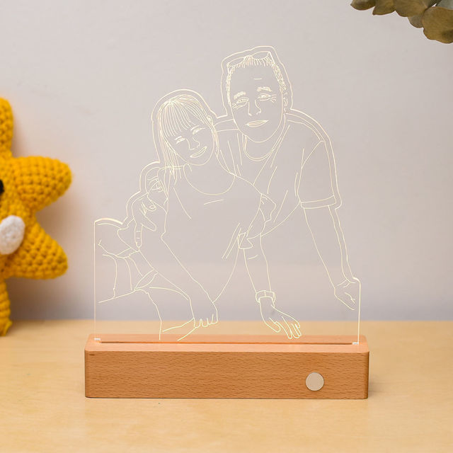 Picture of Custom Wooden Base 3D Night Lamp With Personalized Photo | Best Gifts Idea for Birthday, Thanksgiving, Christmas etc.