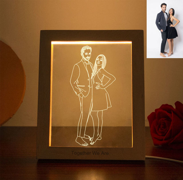 Picture of Custom Wooden Photo Frame LED Night Lamp | Personalize With Your Lovely Photo | Best Gifts Idea for Birthday, Thanksgiving, Christmas etc.