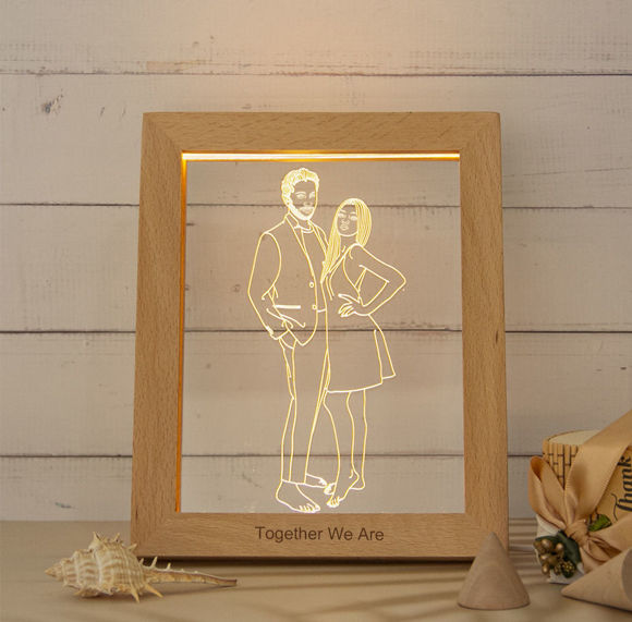 Picture of Custom Wooden Photo Frame LED Night Lamp | Personalize With Your Lovely Photo | Best Gifts Idea for Birthday, Thanksgiving, Christmas etc.