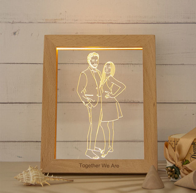 Picture of Custom Wooden Photo Frame LED Night Lamp | Personalize With Your Lovely Photo | Best Gifts Idea for Birthday, Thanksgiving, Christmas etc.