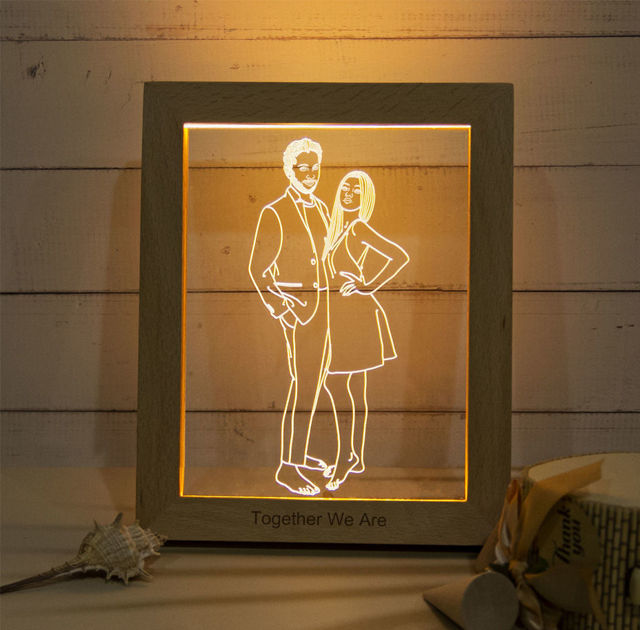 Picture of Custom Wooden Photo Frame LED Night Lamp | Personalize With Your Lovely Photo | Best Gifts Idea for Birthday, Thanksgiving, Christmas etc.