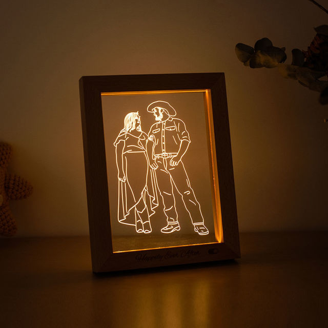 Picture of Custom Wooden Photo Frame LED Night Lamp | Personalize With Your Lovely Photo | Best Gifts Idea for Birthday, Thanksgiving, Christmas etc.