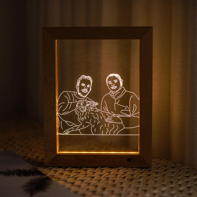 Picture of Custom Wooden Photo Frame LED Night Lamp | Personalize With Your Lovely Photo | Best Gifts Idea for Birthday, Thanksgiving, Christmas etc.