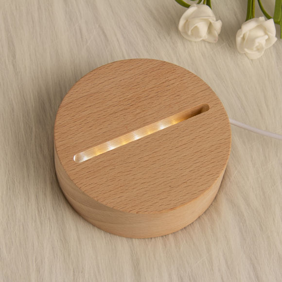 Picture of Custom Wooden Round Base 3D Night Lamp for Your Lovely Pet | Best Gifts Idea for Birthday, Thanksgiving, Christmas etc.