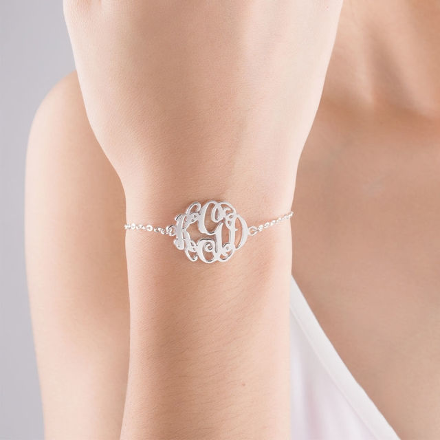 Picture of 925 Sterling Silver Bracelet - Customize with Your Initials | Custom Name Bracelet 925 Sterling Silver