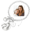 Picture of Women's Photo Engraved Tag Bracelet With Engraving Silver -  Customize With Any Photo or Birthstone | Custom Pendant Bracelet 925 Sterling Silver
