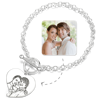 Picture of Women's Heart Photo Engraved Tag Bracelet With Engraving Silver -  Customize With Any Photo or Birthstone | Custom Pendant Bracelet 925 Sterling Silver