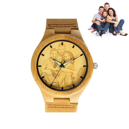 Picture of Engraved Bamboo Wood Photo Watch -  Customize With Any Photo