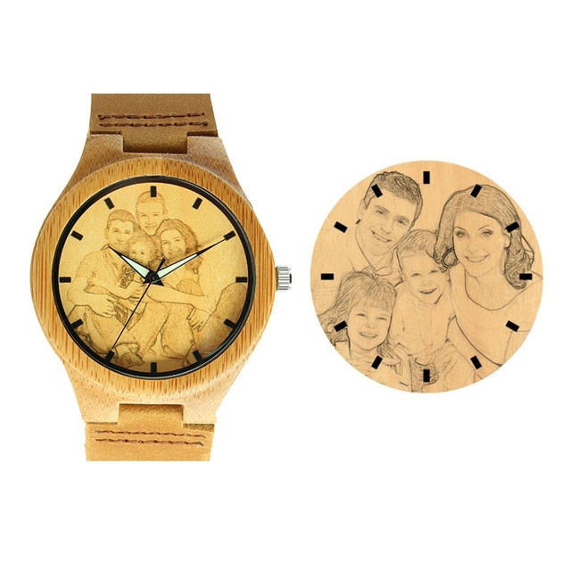 Picture of Engraved Bamboo Wood Photo Watch -  Customize With Any Photo