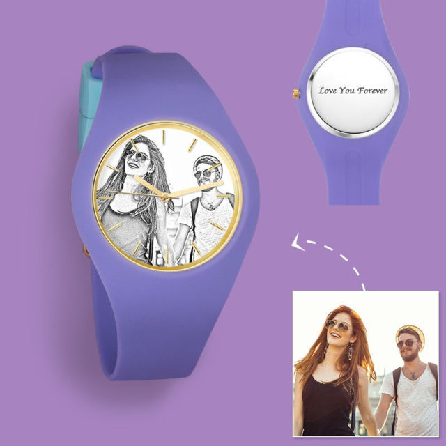 Picture of Women's Silicone Engraved Photo Watch in 3 Colors - Customize With Any Photo