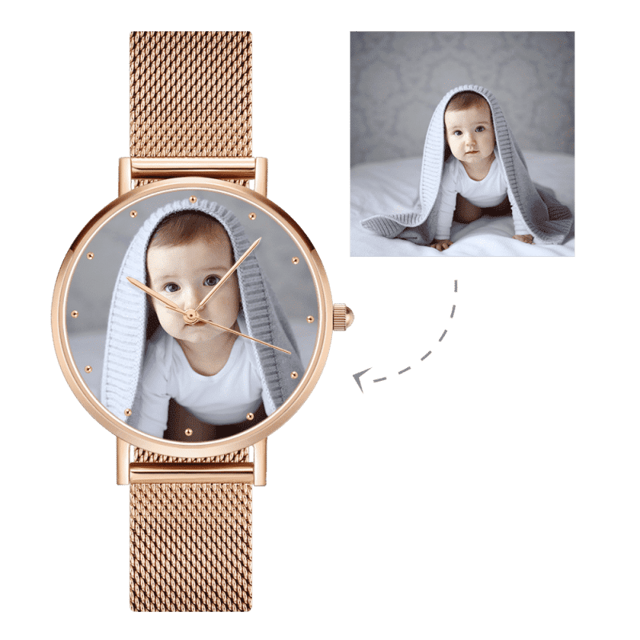 Picture of Custom Women's Engraved Rose Gold Bracelet Photo Watch - Customize With Any Photo