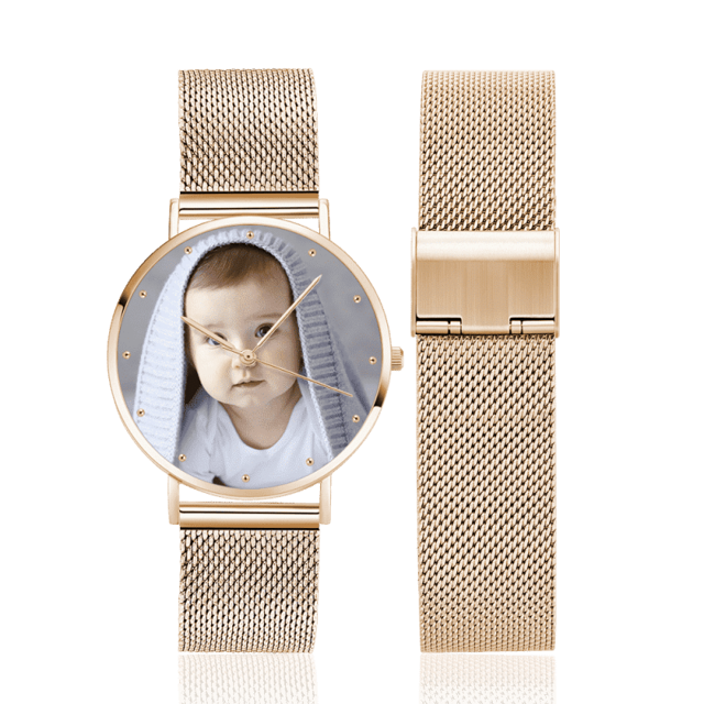 Picture of Custom Women's Engraved Rose Gold Bracelet Photo Watch - Customize With Any Photo