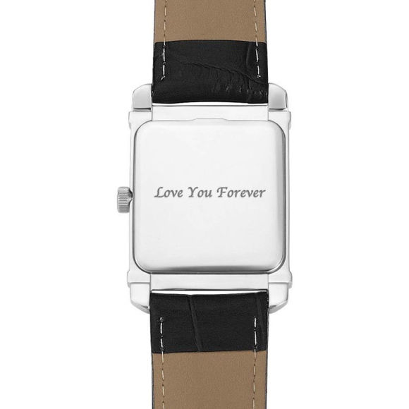 Picture of Men's Engraved Photo Watch Black Leather Strap - Customize With Any Photo