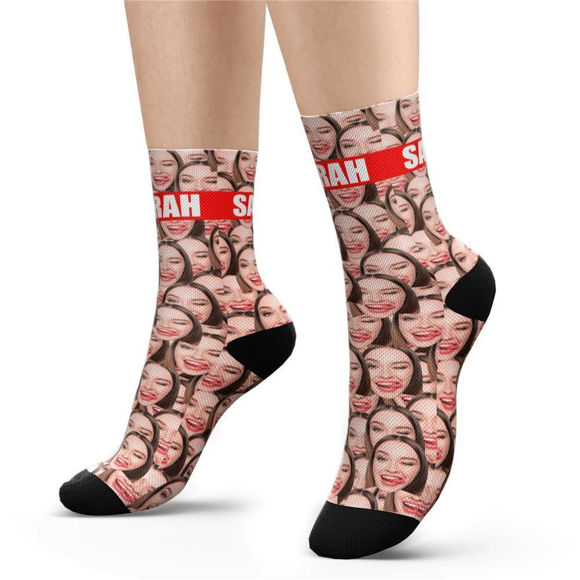 Picture of Custom One Face in Socks And Add Pictures And Name - Personalized Funny Photo Face Socks for Men & Women - Best Gift for Family