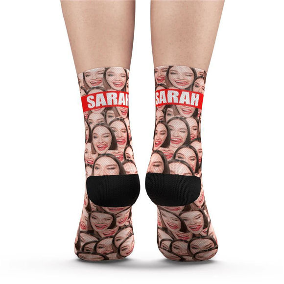 Picture of Custom One Face in Socks And Add Pictures And Name - Personalized Funny Photo Face Socks for Men & Women - Best Gift for Family